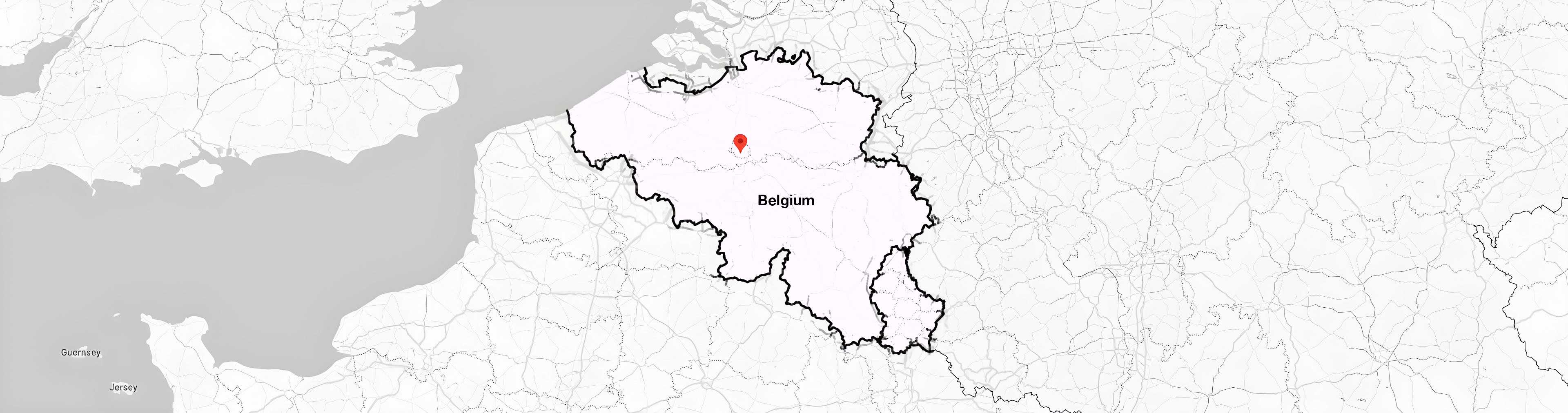 map of europe with belgium highlighted and a pin where nazza agency is located